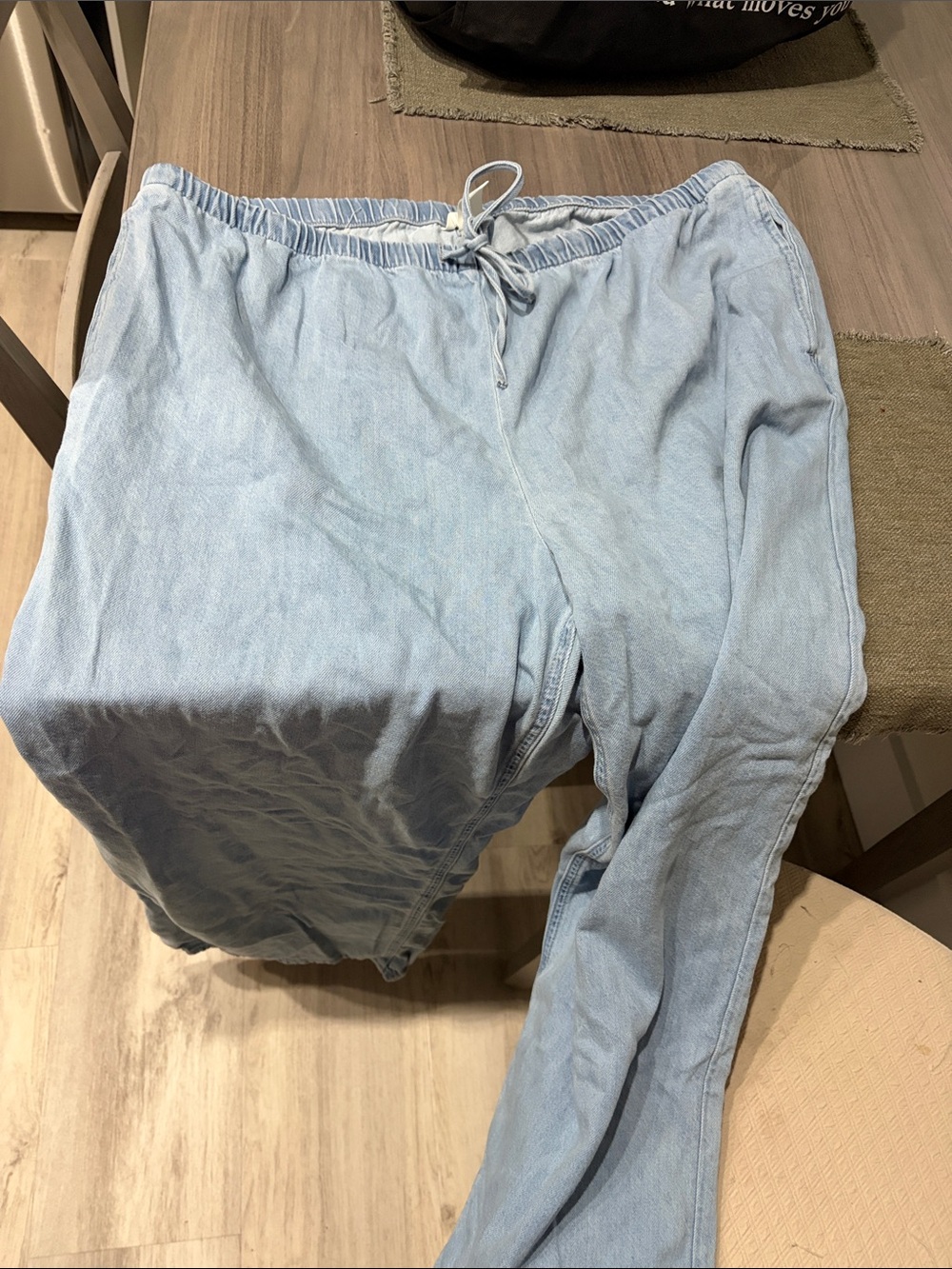 Light Wash Drawstring lightweight Denim Joggers